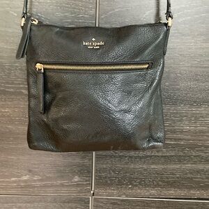 Vintage Kate Spade Crossbody Black Pebbled Leather Bag Gold Hardware